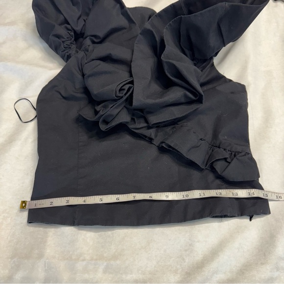 Zara Women Voluminous Poplin Top Black Cotton side zipper - Picture 15 of 15